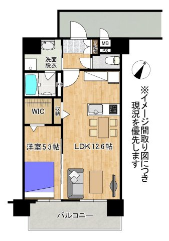 【間取り】 | Paradiso大津B棟 | 家具は設置イメージです。付帯されません。