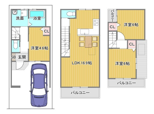 【土地図＋建物プラン例】 | 南区八条内田町　2号地 | 土地1400万円　建物1888万円/延床面積：77.65㎡
建築確認申請費用50万円(税込)別途要　外構費50万円(税込)別途要　※建築条件無価格：1600万円
