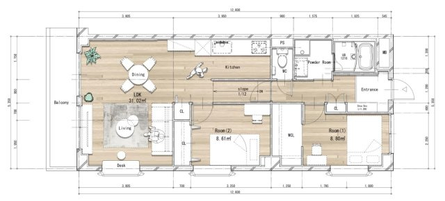 【間取り】 | ハイライフ大濠☆仲介手数料無料☆