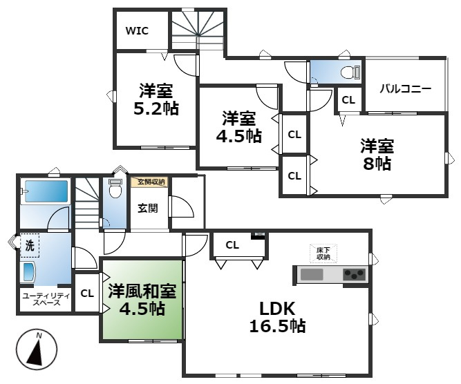 西賀茂蟹ヶ坂町 新築戸建(5号地)の間取り
