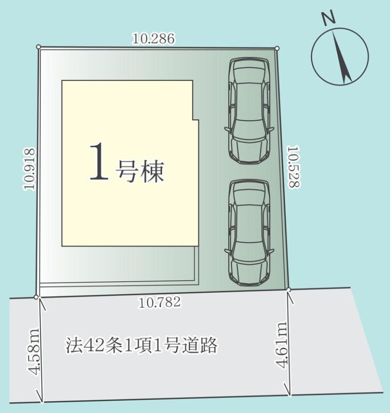 横浜市港南区上永谷4丁目 新築戸建て【仲介手数料無料】カースペース2台の区画図
