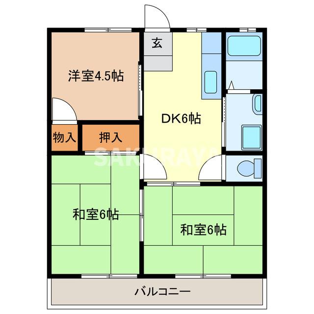 永倉コーポ2号棟の間取り