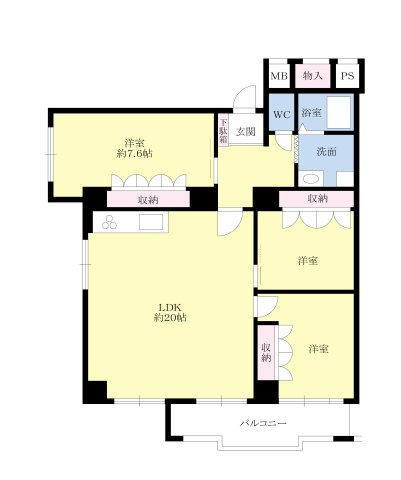 【間取り】 | 北大阪ハイツ | 南西角部屋・ＬＤＫ約２０帖・Ｈ２９年４月室内改装履歴有