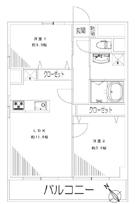 浜町グランドハイツ　9階　リ　ノベーション済の間取り