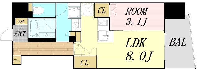 コンフォリア・リヴ本町WEST Ｑ　仲介手数料無料の間取り