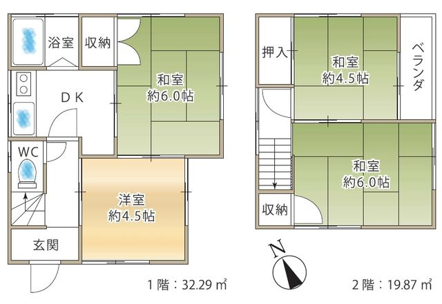中古戸建/朝霞市宮戸4丁目の間取り|4DK・ちょうど良い大きさの間取りです