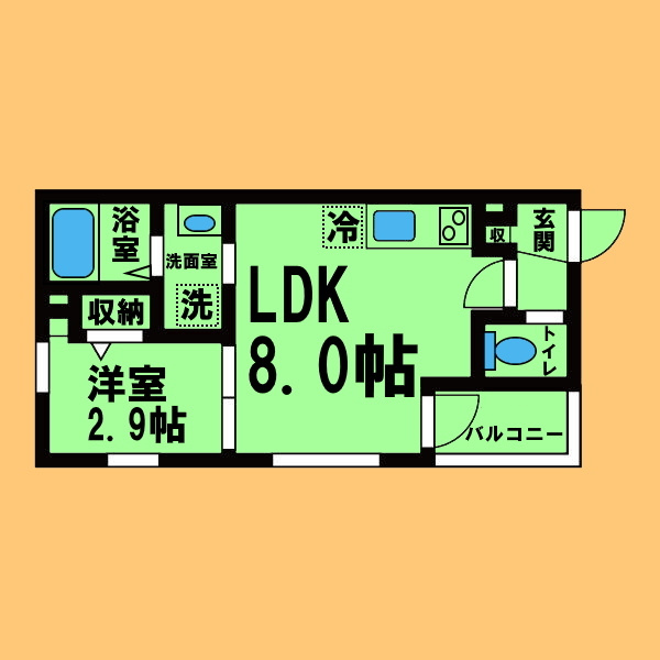 メイクス志賀本通の間取り|間取り反転タイプ