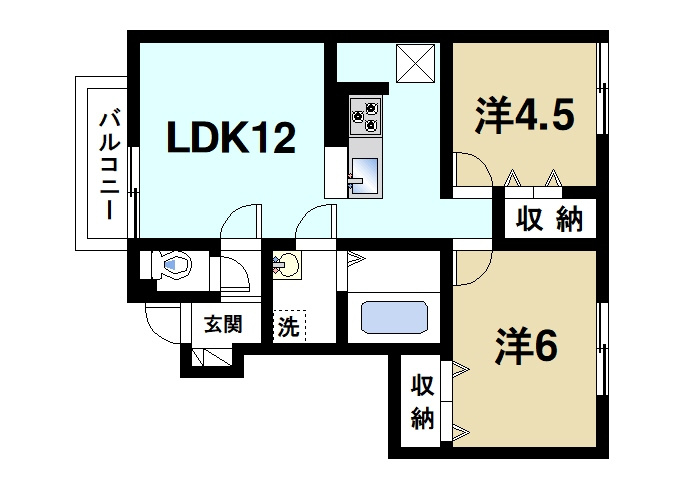 コーラル杉本の間取り|2LDK
