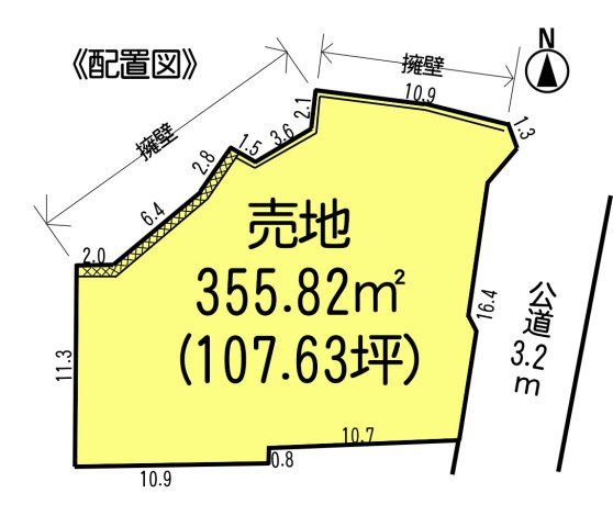 常滑市白山町2丁目　売地の土地図|○●区画図●○