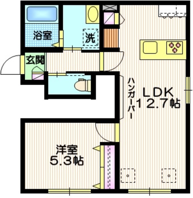 MKレジデンスⅢの間取り|角部屋2面採光　ゆったり広めの1LDK