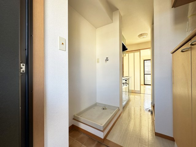 ミントグリーンの洗面所