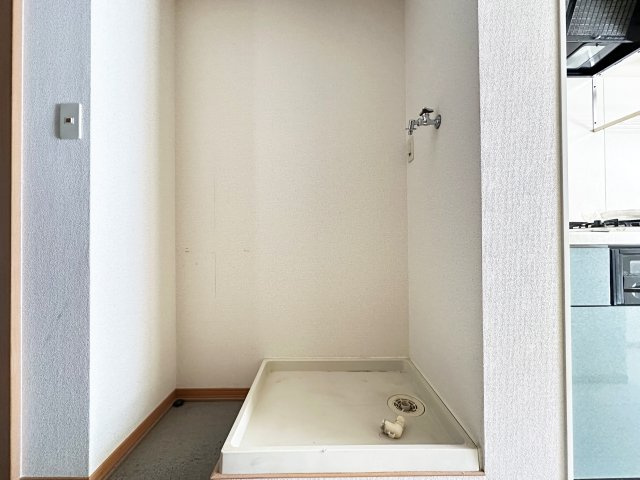 ミントグリーンの洗面所