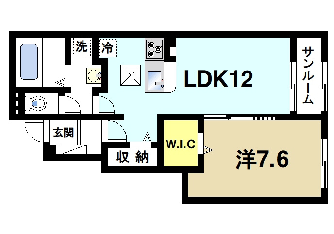 カルム敷島の間取り|1LDKの間取りになります