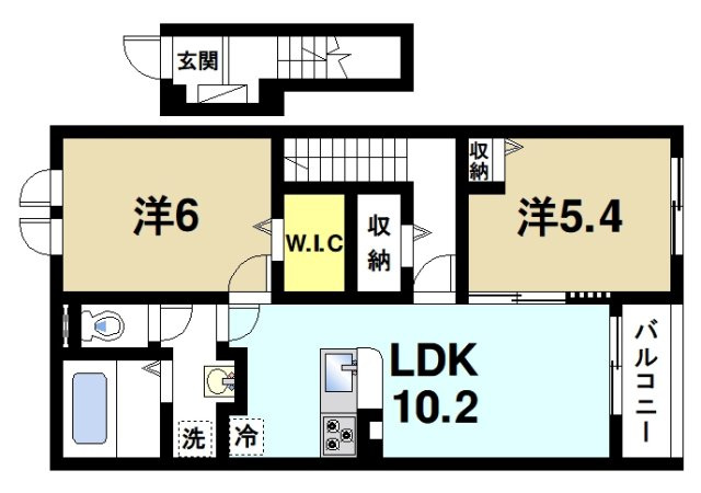 カルム敷島の間取り|2LDKの間取りです