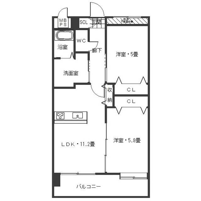 熊本市西区二本木２丁目の賃貸マンションの間取り