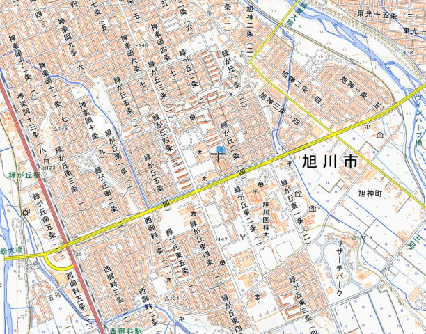 旭川市一棟マンションの地図