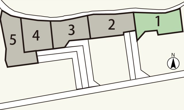 広島市安佐南区山本４丁目　土地(全5区画)の区画図
