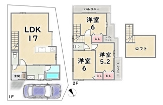 【参考プラン】 | 右京区梅津罧原町　建築条件付 | 《参考プラン1》建物価格：1799万円　延床面積：78.17平米（1F:41.72平米　2F:36.45平米）