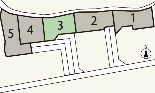 広島市安佐南区山本４丁目　土地(全5区画)の区画図