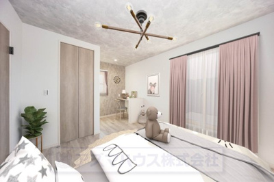 【寝室】 | ライフフィールド大野台1丁目Ⅲ　2号地 | 6.1帖の洋室は、ご夫婦の寝室にピッタリ！バルコニーに出入りでき、明るく気持ちの良い空間です。※実際の室内写真にCGで家具等を配置しております。