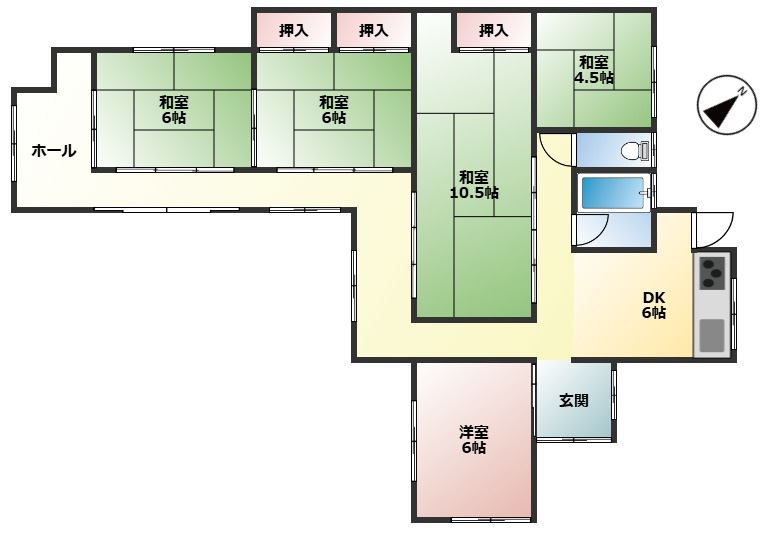 久喜市島川　中古一戸建ての間取り|静かな環境で人気の平屋建て住宅です♪