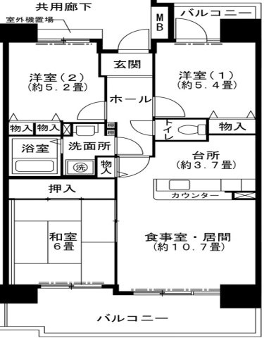 グリーンヒルズ東舞子３ＬＤＫの間取り