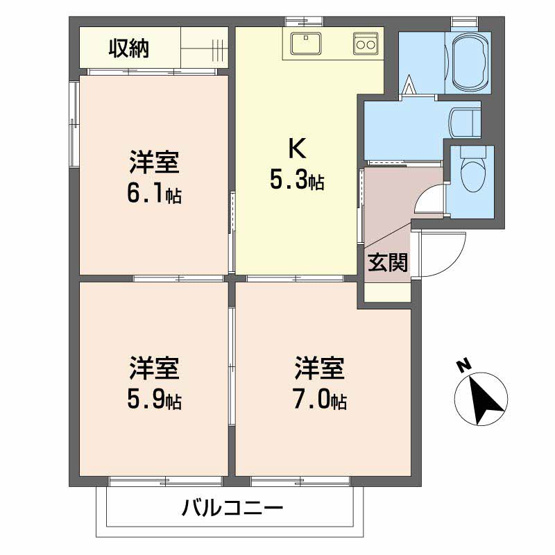 【間取り】 | シャーメゾン明月D棟