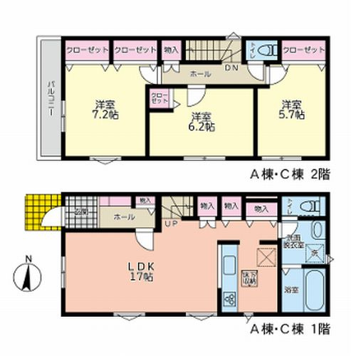 【間取り】 | 【仲介手数料０円】座間市東原2丁目　新築一戸建て　全3棟 | A・C号棟　座間市東原2丁目　新築一戸建て　全3棟