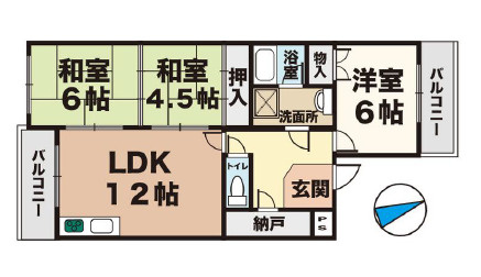 リバーサイド北別府の間取り