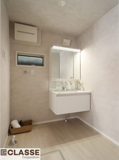 【独立洗面台】 | 宇治市小倉町南浦　新築戸建 | シンプルで清潔感のある内装が、毎日のルーティンを心地よくサポートします。