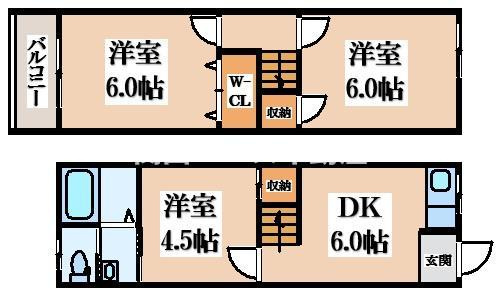 【間取り】 | 若江東町４丁目貸家