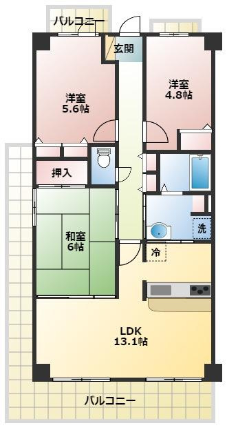 泉大津市旭町の賃貸マンションの間取り