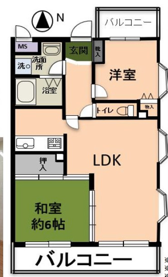 【間取り】 | ロイヤルステージ日吉 | 南向き２LDK　50.05㎡