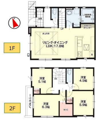 天白区一本松1期　新築戸建　2号棟の間取り|間取図　※図面と現況が異なる場合は現況優先といたします。