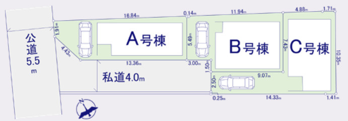 【仲介手数料無料】入間市扇町屋全３棟Ａ号棟　入間市の新築住宅なら西武ハウジングの区画図