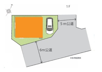 【区画図】 | 入間市扇台6丁目　全1棟 | 明るい角地　カースペース1台可（車種による）