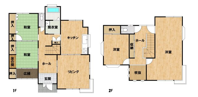 中古戸建　藤塚町の間取り|和室や広縁を備えた落ち着きある間取り。吹抜のある豊かな空間と豊富な収納で、快適に暮らせます。