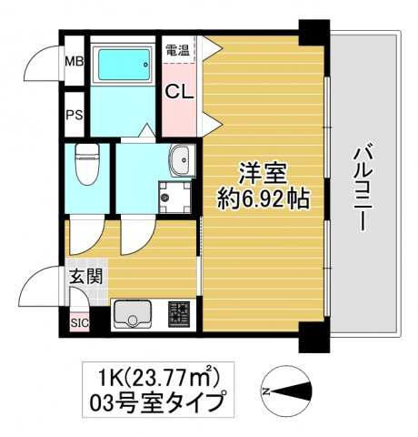 東大阪市高井田本通７丁目の賃貸マンションの間取り