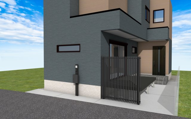 和光市新倉4丁目　中古戸建の外観パース|弊社仲介の方もれなく【特別プレゼント】（Cプラン 裏庭を利用したウッドデッキ）【弊社施工イメージ図】＊役所の指導により施工できない場合もございます。