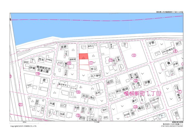 植柳新町一丁目土地の地図