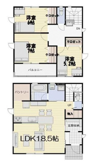 【間取り】 | 甲斐市竜王 新築戸建 1号棟 南東角地 甲斐市役所徒歩3分 | 建物面積98.12ｍ2 3LDKの間取り 収納豊富