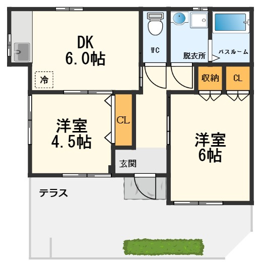 【間取り】 | 安満中の町貸家（平屋）