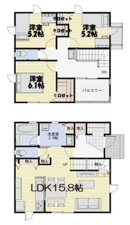 【間取り】 | 甲斐市竜王 新築オール電化住宅 南道路 敷地88坪 駅歩15 | 建物面積93.56ｍ2 3LDKの間取り ウォークインクローゼット付