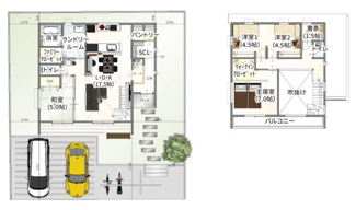 【参考プラン】 | 久御山町栄2丁目　売土地　建築条件付き　 | 自由設計になりますので設計士と直接お話していただきオンリーワンのおうちづくりが可能です！需要の多いランドリールームも実現可能です。一緒に楽しくお家づくりをしていきましょう！