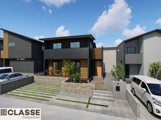 【外観パース】 | 久御山町栄2丁目　売土地　建築条件付き　 | 弊社標準仕様（アトリエスタイルハウス仕様）では、耐震等級3相当が標準です。間取りにもよりますので、設計士に確認しながら、ご希望の間取りとの兼ね合いで考えていきましょう。