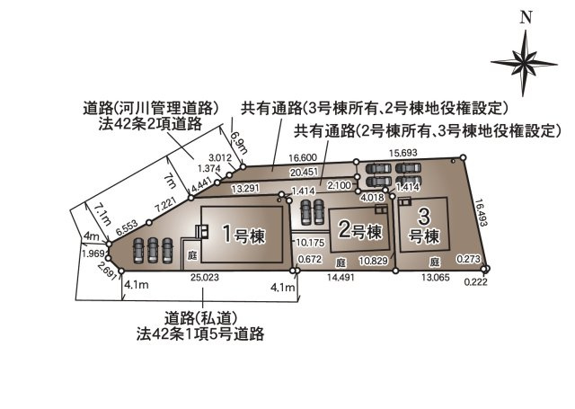熊本市南区野田2丁目第1-3棟（2号棟）の区画図|配置図（2号棟）