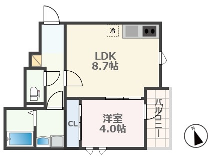 熊本市西区二本木４丁目のアパートの間取り
