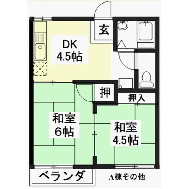 岐阜市茜部新所１丁目のアパートの間取り
