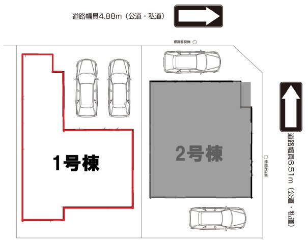 ファーストタウン第1南区六条町　全2棟　新築戸建の区画図