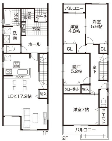 ファーストタウン第2南区松城町　全3棟　新築戸建の間取り